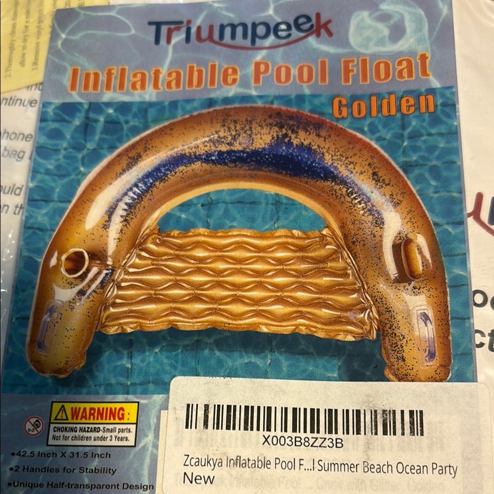 Golden Inflatable Pool Float - Picture 1 of 4